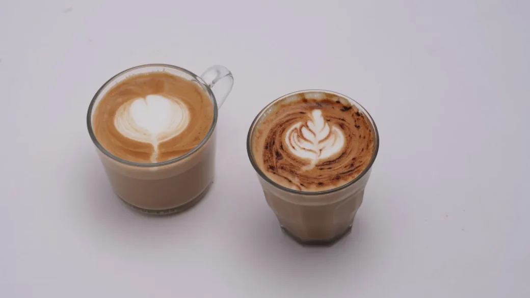 A single and a double espresso basket shown side by side for comparison