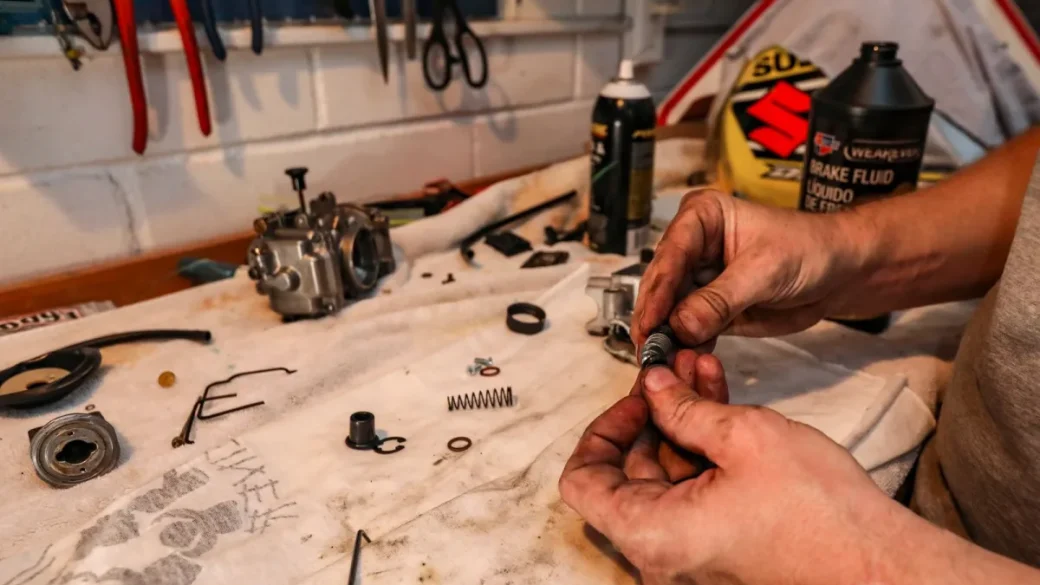 A three-way solenoid valve removed for cleaning and inspection