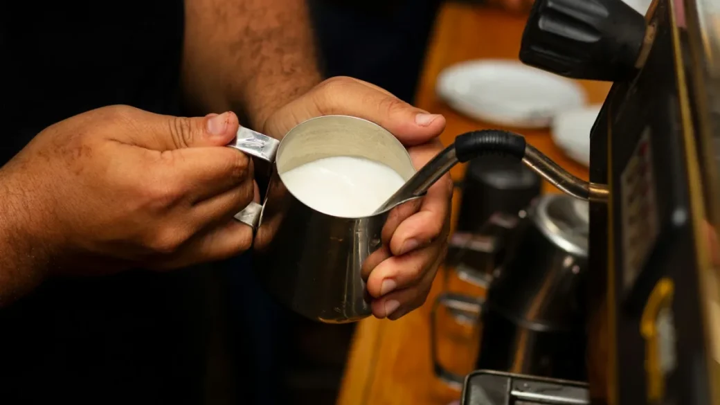 Barista Pro group head at brew temperature