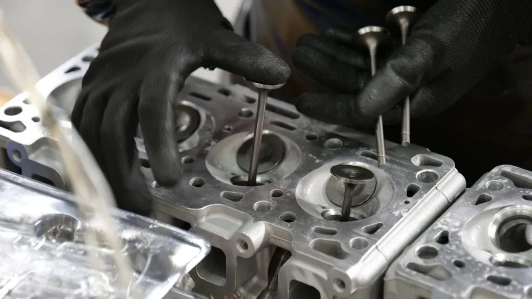 The old spring-loaded valve poppet removed from the tank base